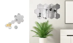12PCS Hexagon Mirror Wall Stickers