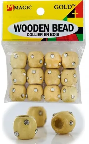 144 Wooden Beads w/Stone - Beige #BDS99513
