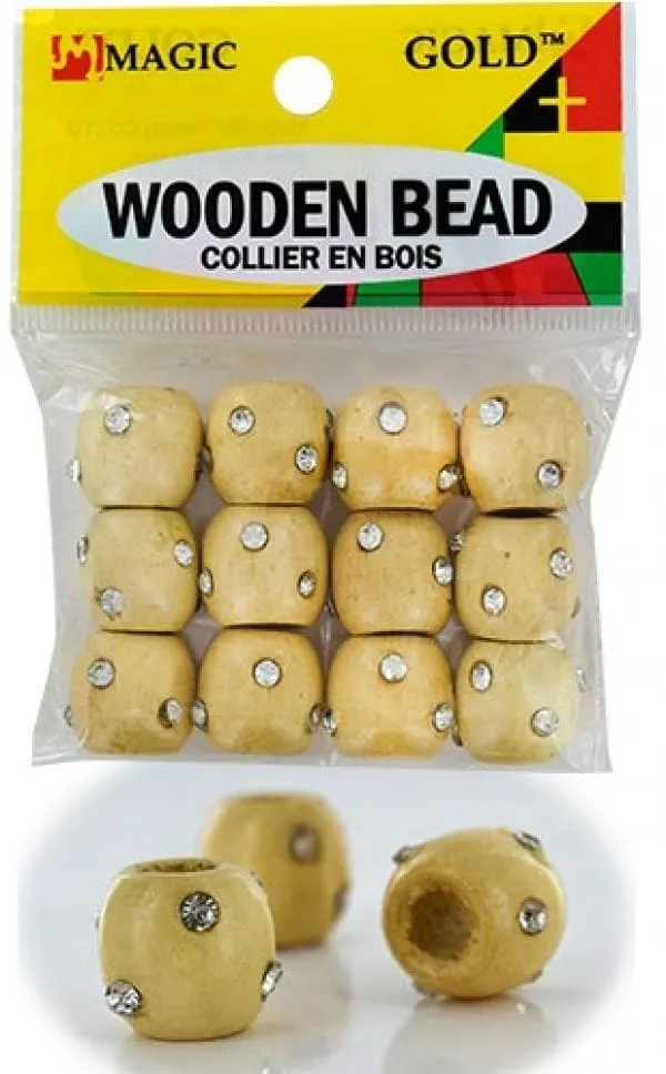 144 Wooden Beads w/Stone - Beige #BDS99513