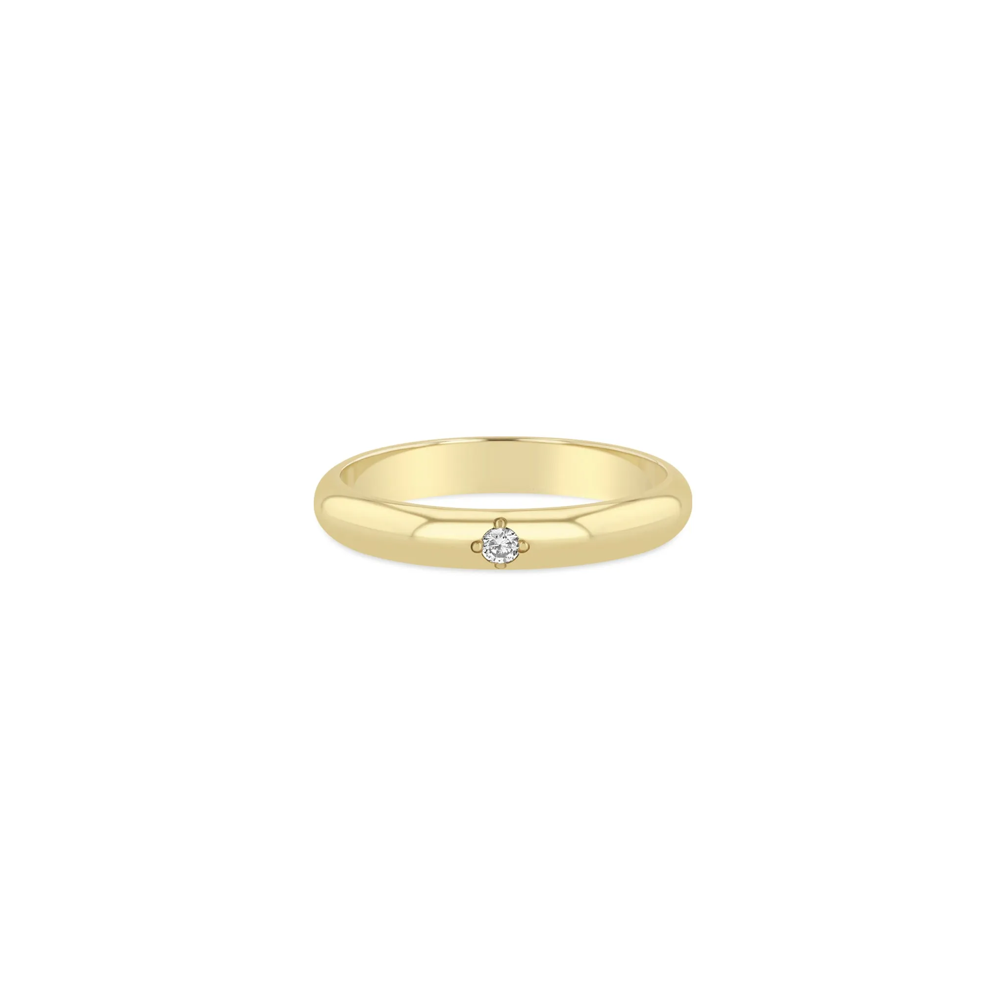 14k 3mm Half Round Ring with Star Set Diamond - SALE