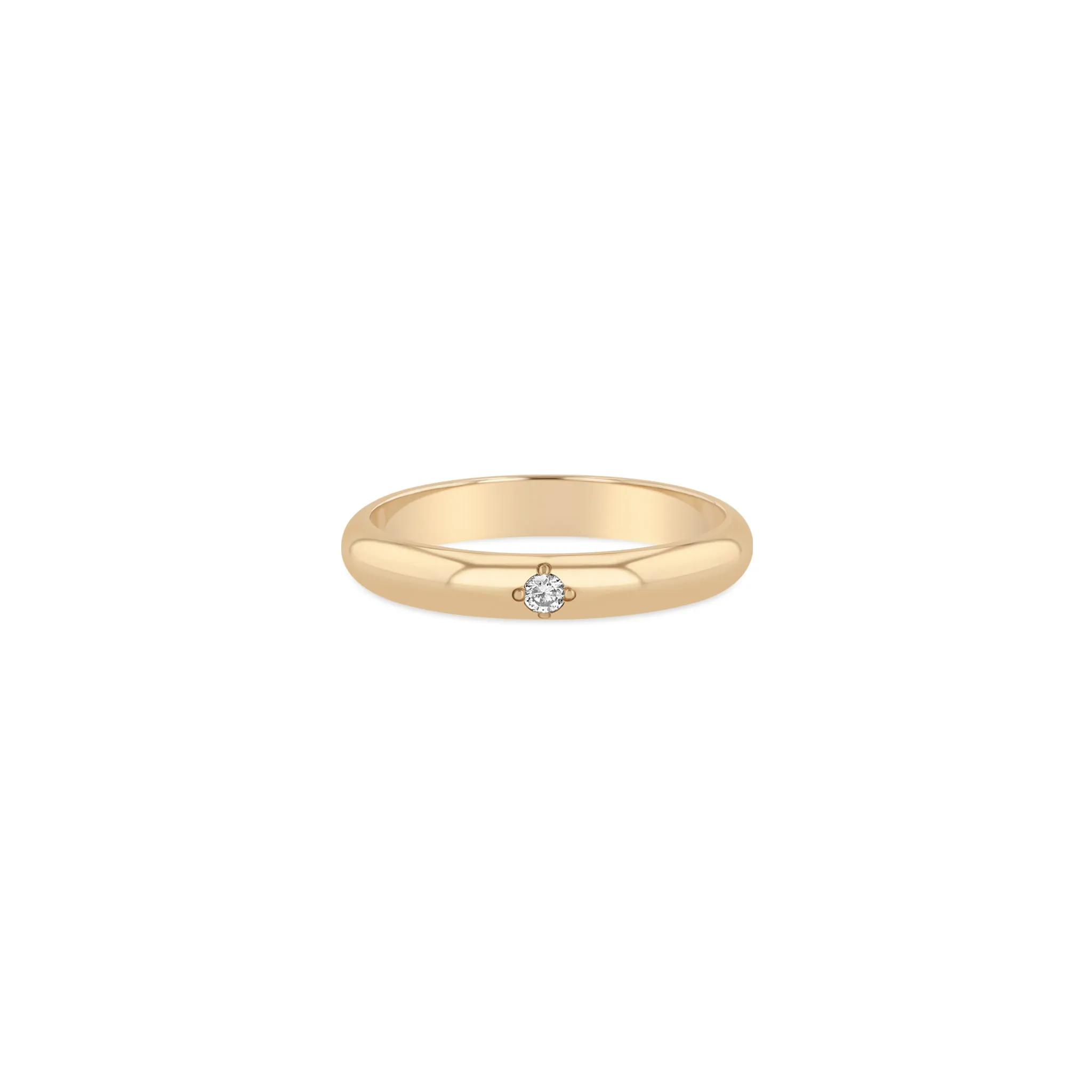 14k 3mm Half Round Ring with Star Set Diamond - SALE