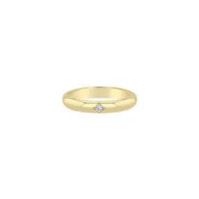 14k 3mm Half Round Ring with Star Set Diamond - SALE