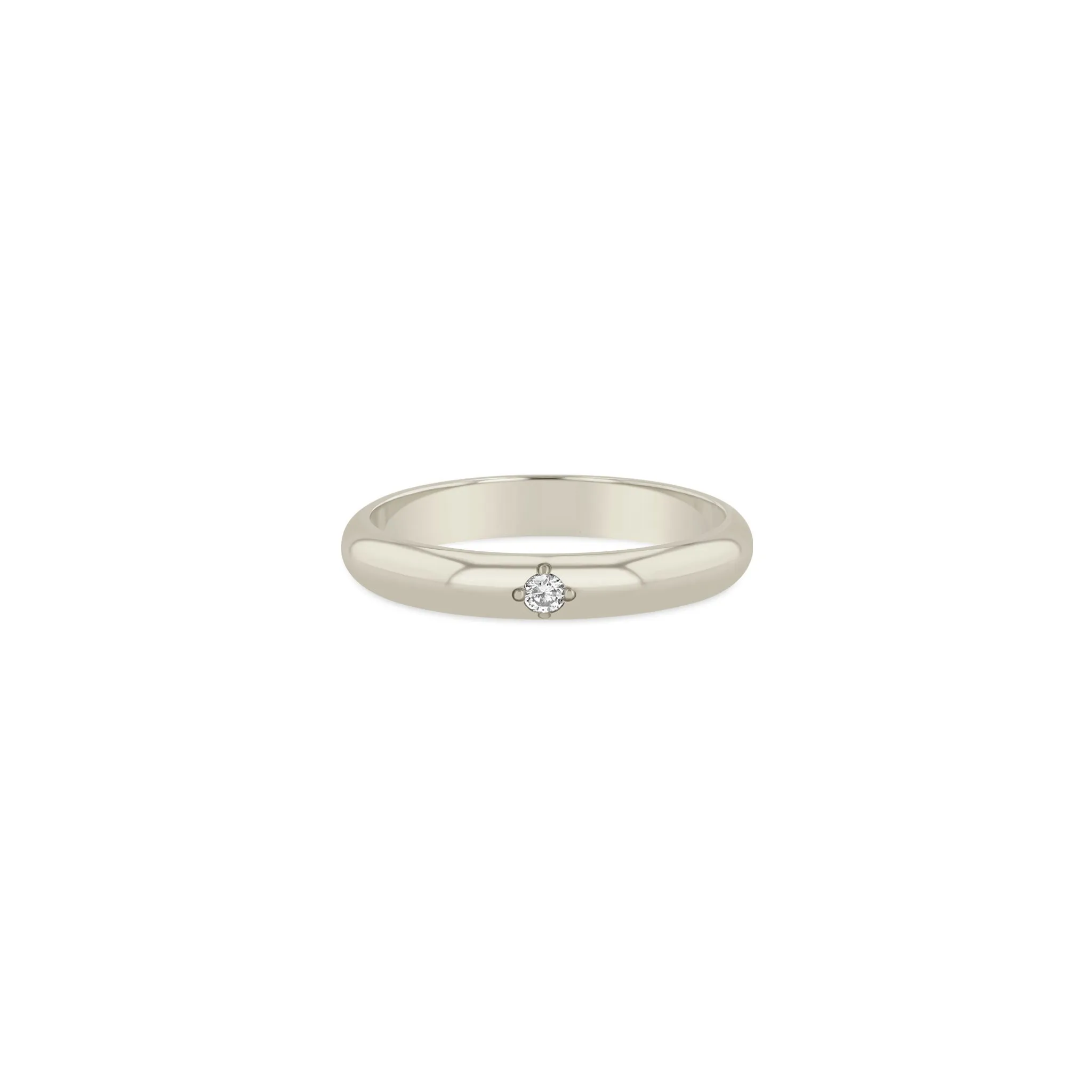 14k 3mm Half Round Ring with Star Set Diamond - SALE