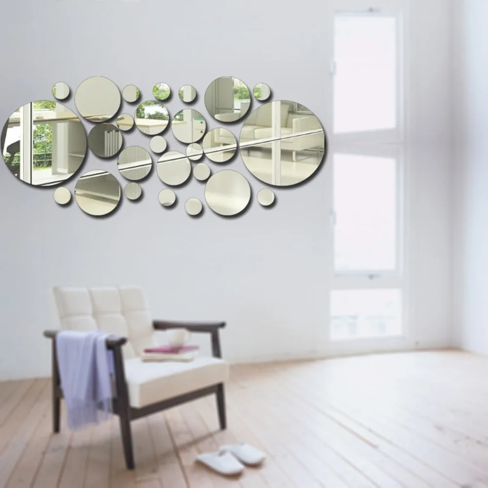26pcs/set Acrylic Polka Dot Wall Mirror Stickers