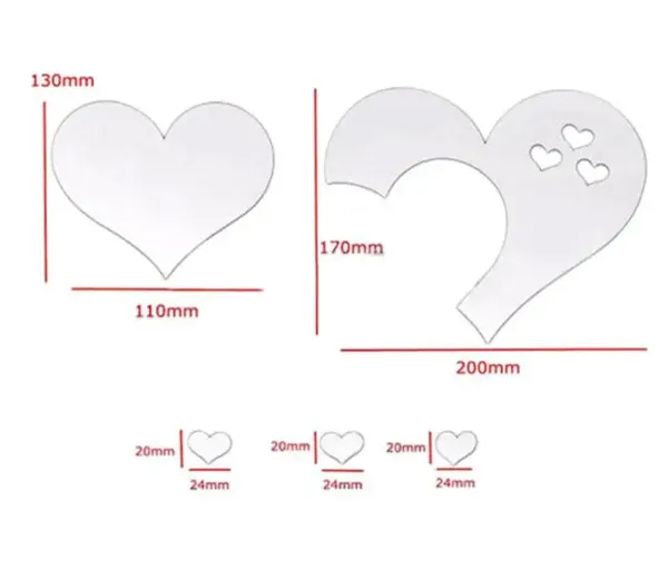 3D stereo mirror heart-shaped wall decal sticker