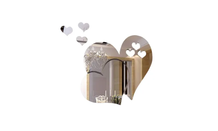 3D stereo mirror heart-shaped wall decal sticker