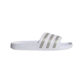 adidas Adilette Aqua Sliders - Adult - Cloud White/Platinum Metallic