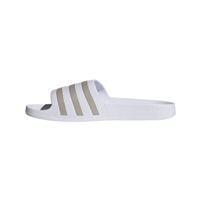 adidas Adilette Aqua Sliders - Adult - Cloud White/Platinum Metallic