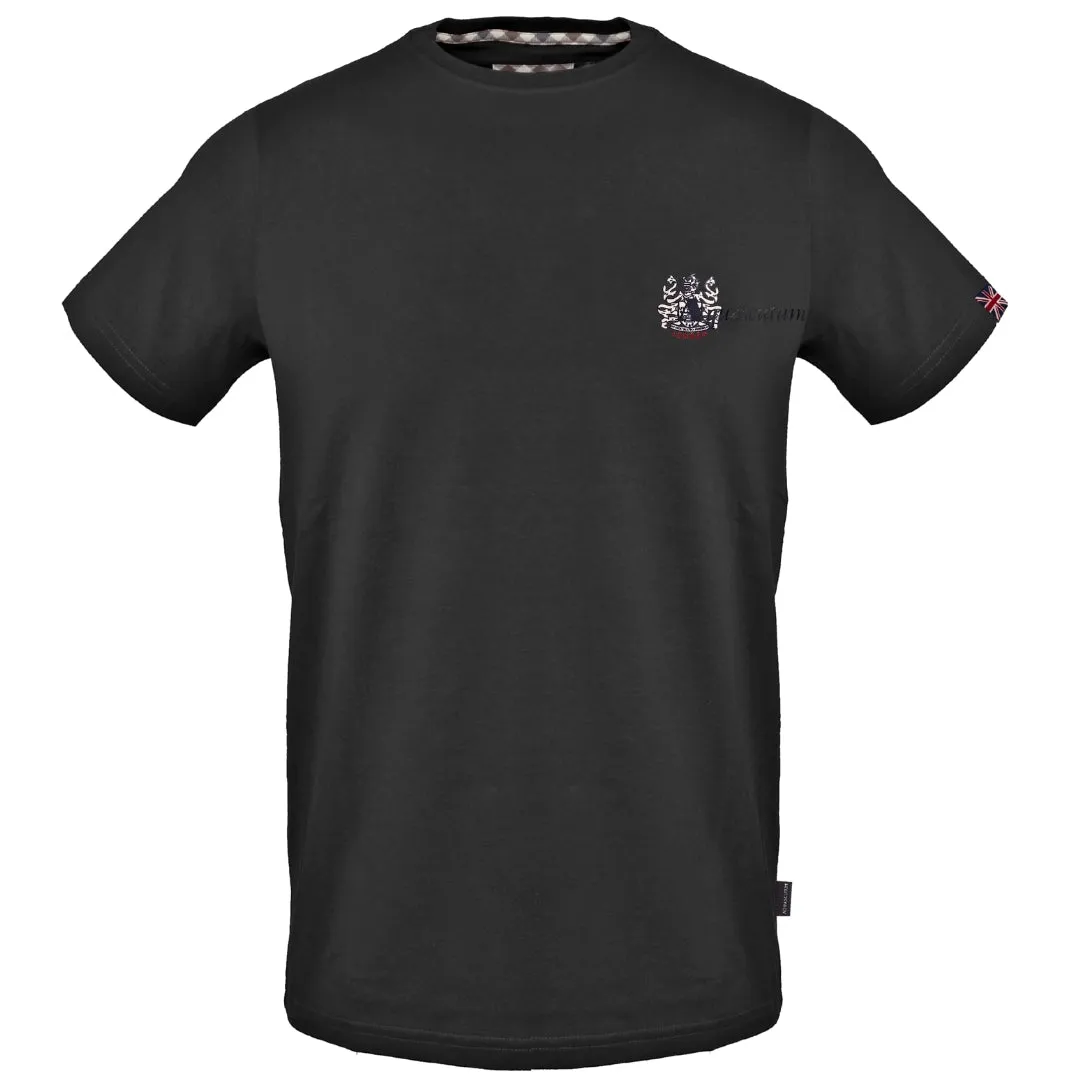 Aquascutum Small Aldis Chest Logo Black T Shirt