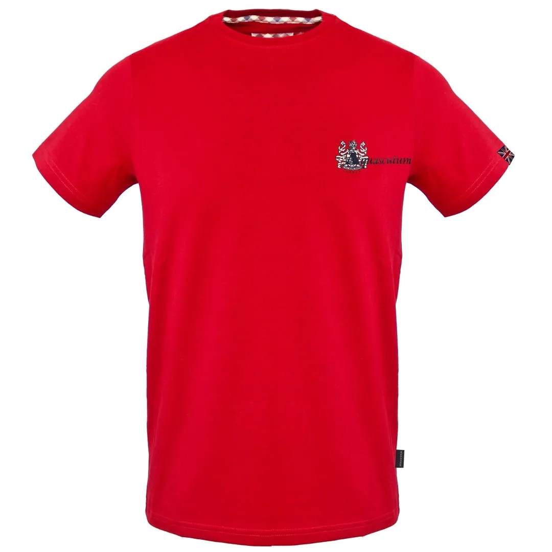 Aquascutum Small Aldis Chest Logo Red T Shirt