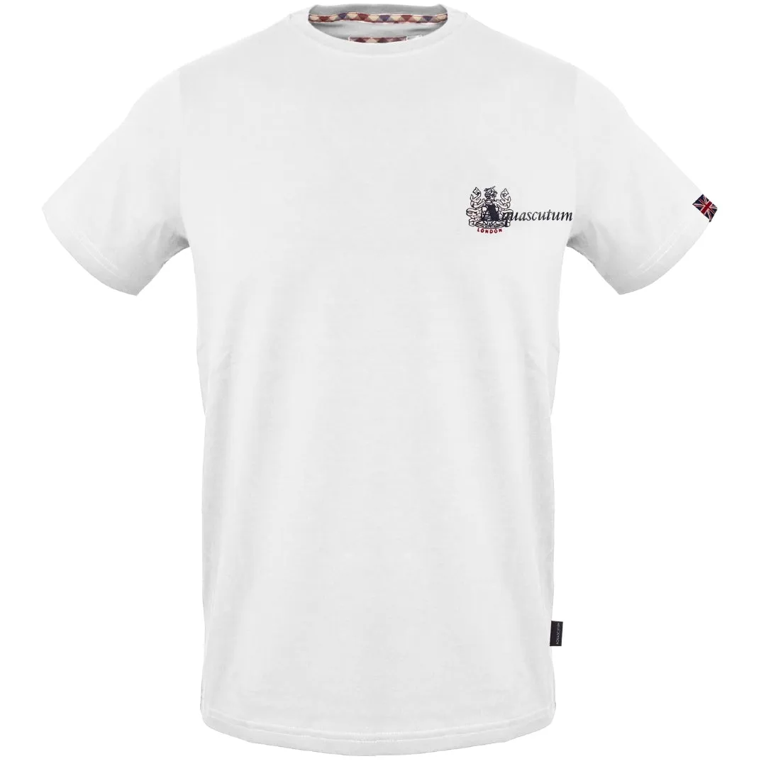 Aquascutum Small Aldis Chest Logo White T Shirt