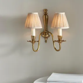 Asquith Solid Brass Double Wall Light With Beige Shade
