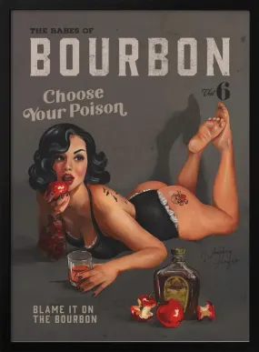 Babes of Bourbon Vol 6 Choose Your Poison Sexy Pinup - Stretched Canvas, Poster or Fine Art Print
