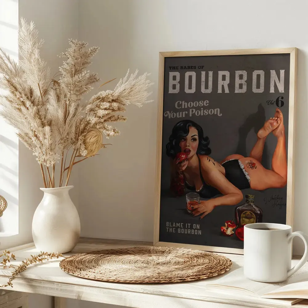 Babes of Bourbon Vol 6 Choose Your Poison Sexy Pinup - Stretched Canvas, Poster or Fine Art Print
