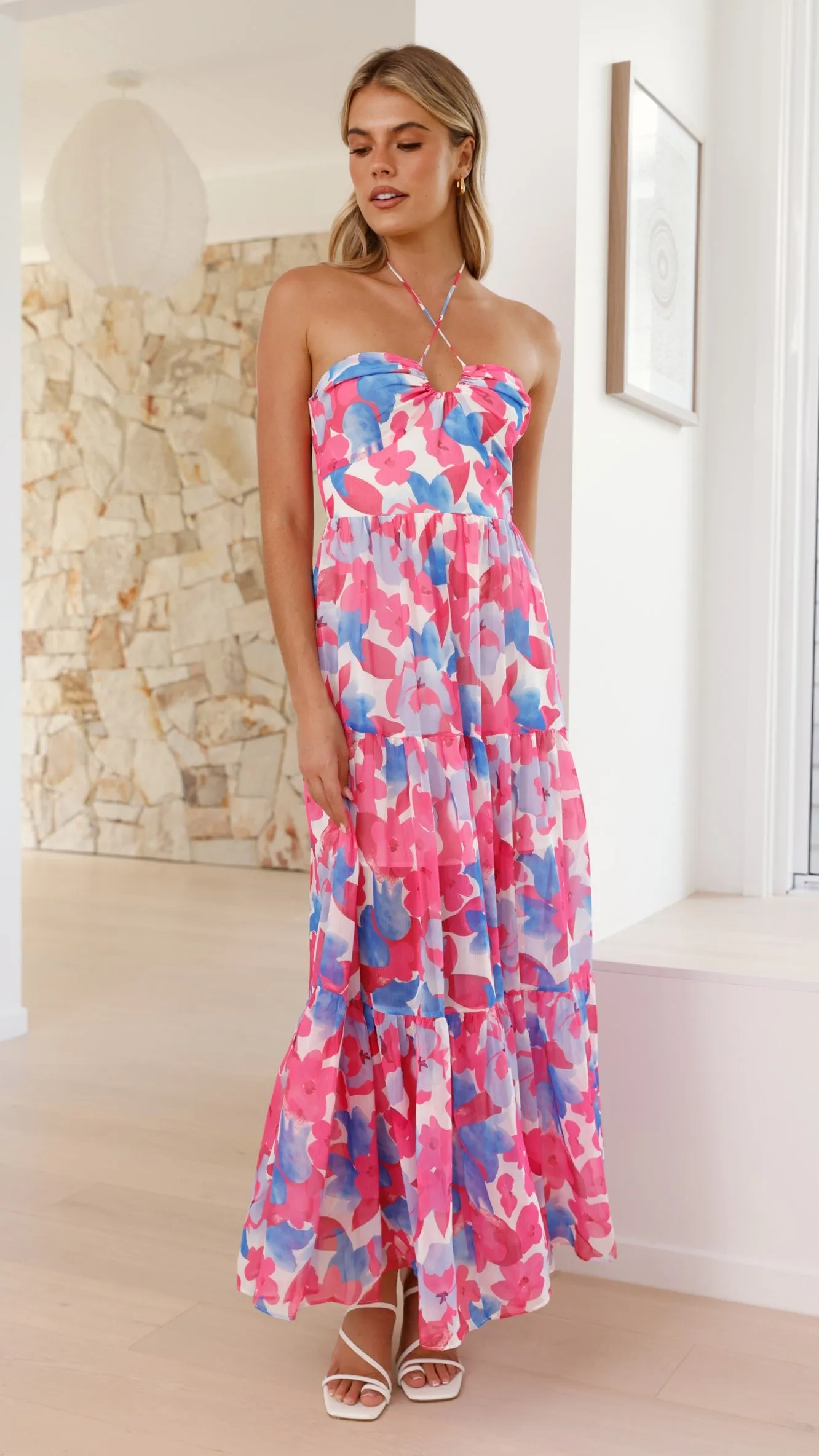 Behati Maxi Dress - Pink/Blue Floral