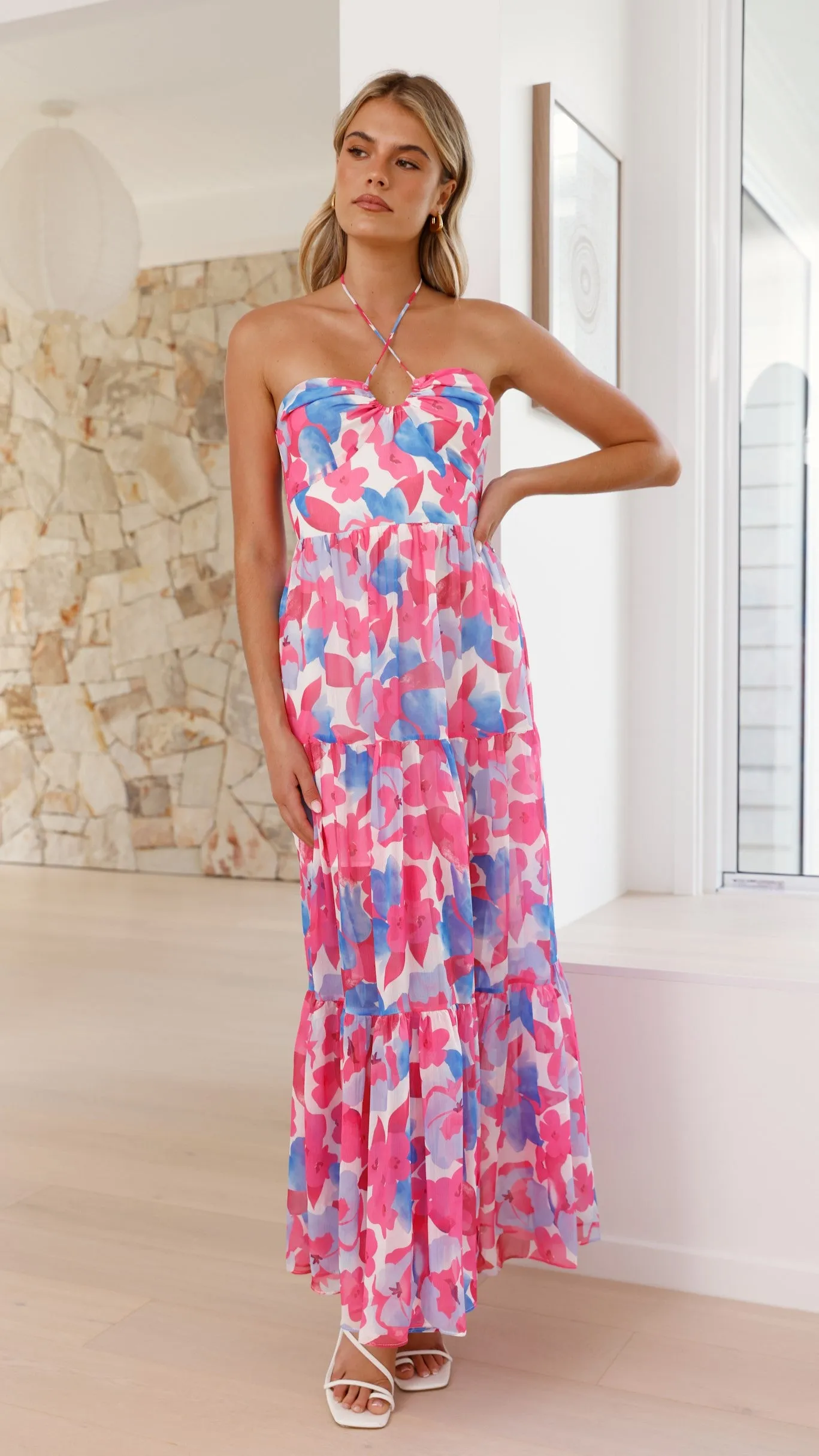 Behati Maxi Dress - Pink/Blue Floral