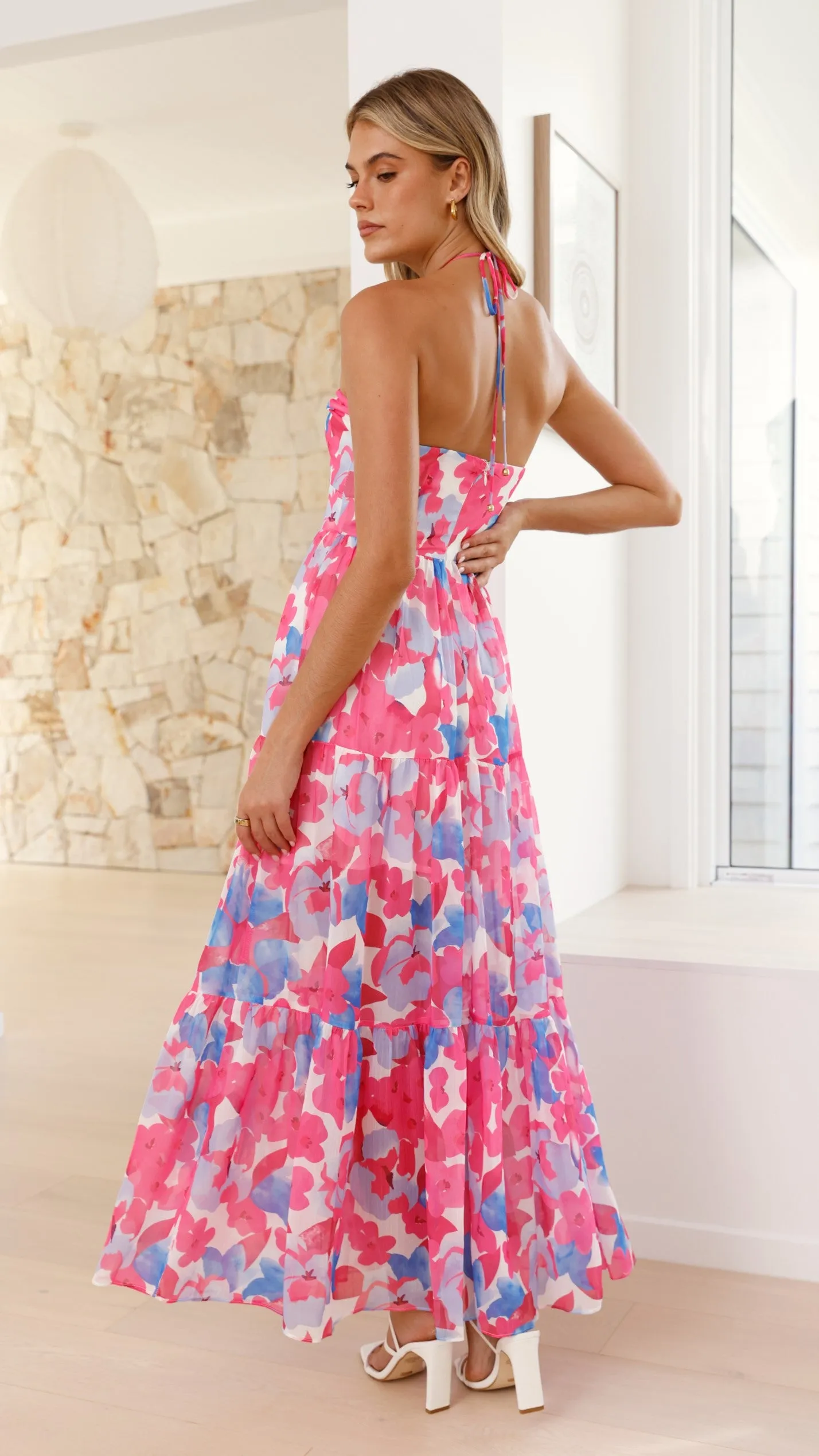 Behati Maxi Dress - Pink/Blue Floral