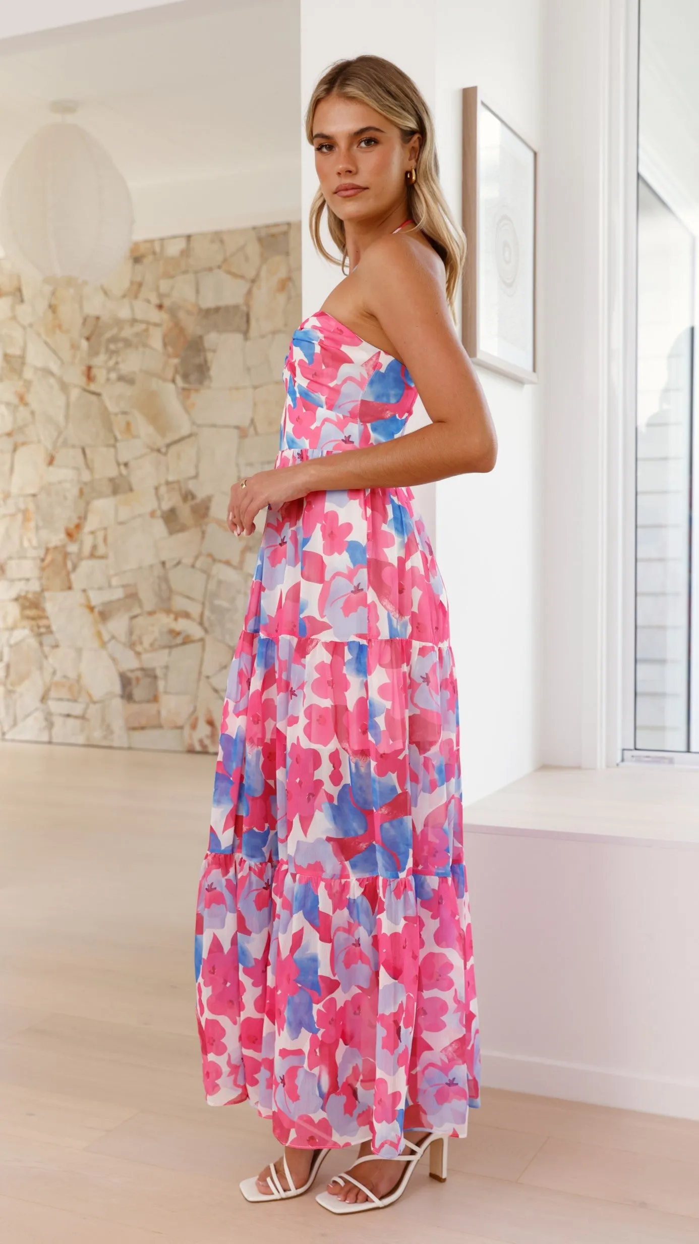 Behati Maxi Dress - Pink/Blue Floral