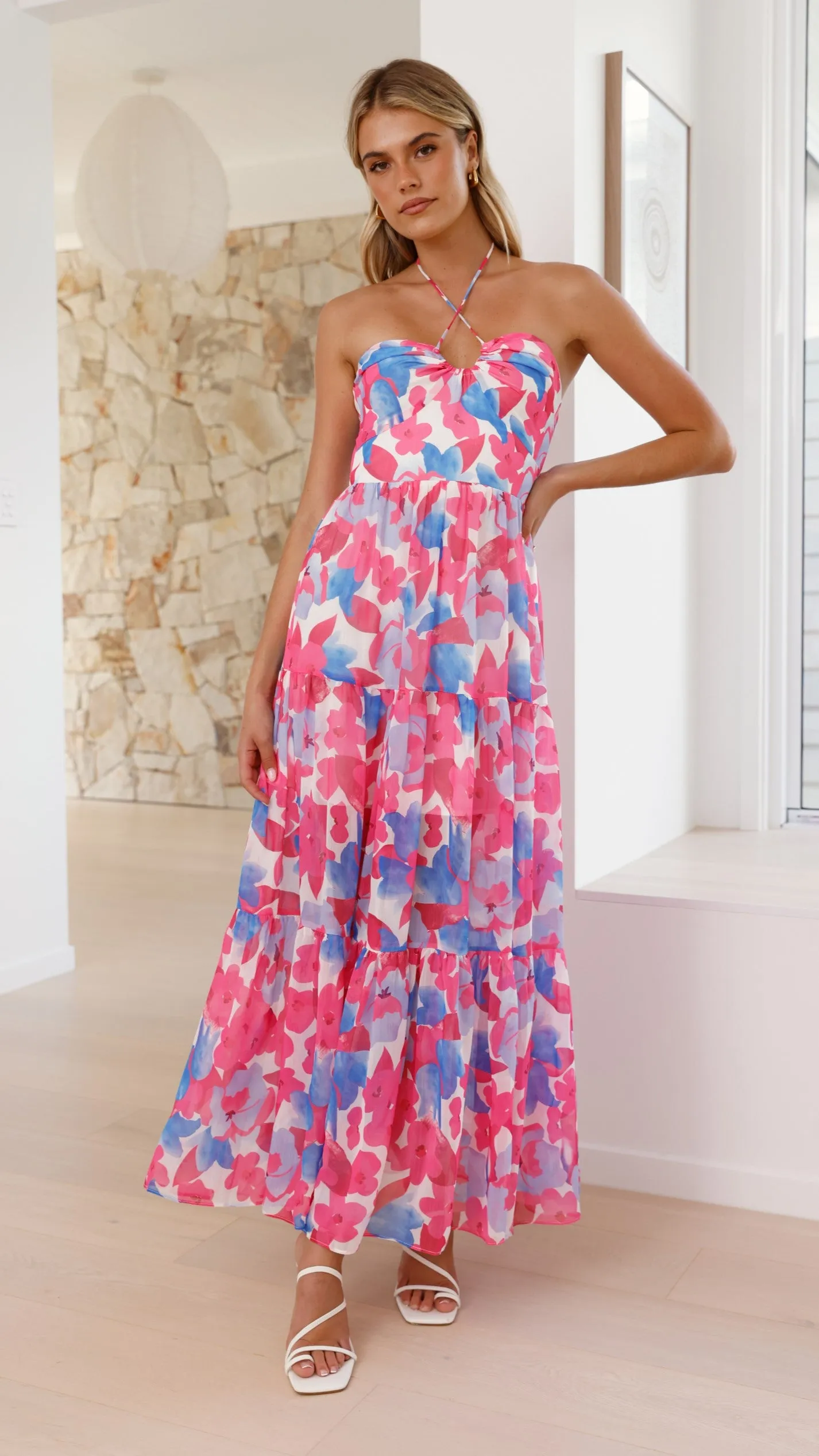Behati Maxi Dress - Pink/Blue Floral