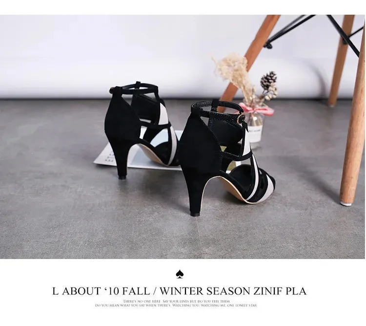 Black Hard Bottom Dance Shoes Women's 9cm High Heels Stiletto Strap Open Toe Fish Mouth Sandals Summer Rubber Sole