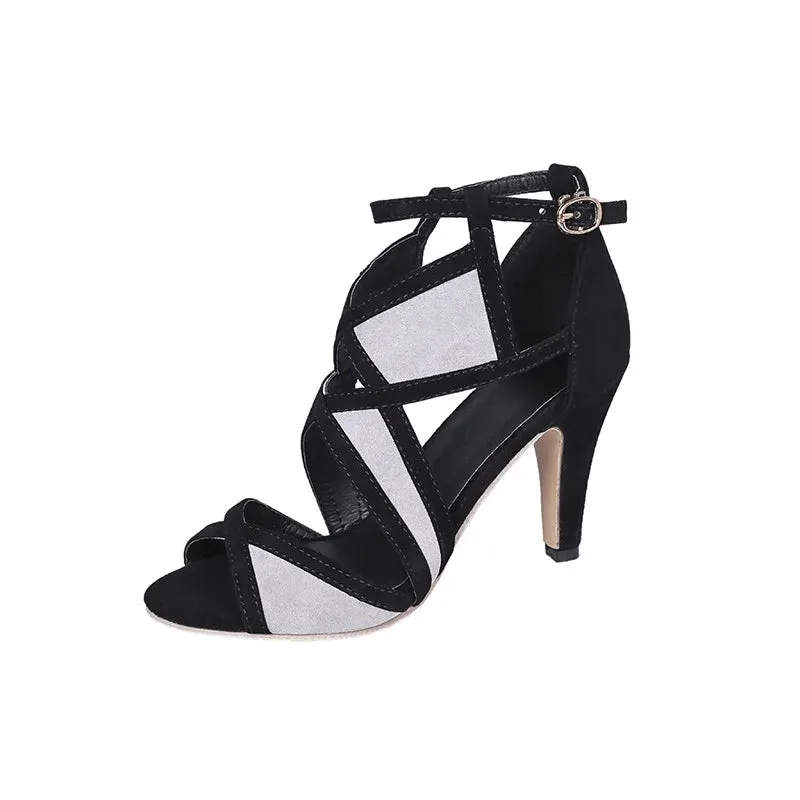 Black Hard Bottom Dance Shoes Women's 9cm High Heels Stiletto Strap Open Toe Fish Mouth Sandals Summer Rubber Sole