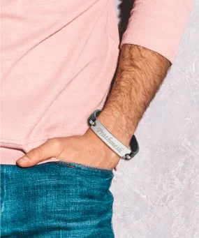 Black Steel Name Engraved Men's Bracelet