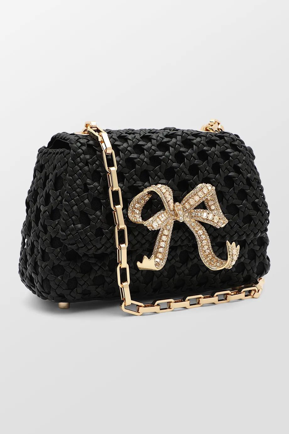 Black Woven Leather Bag