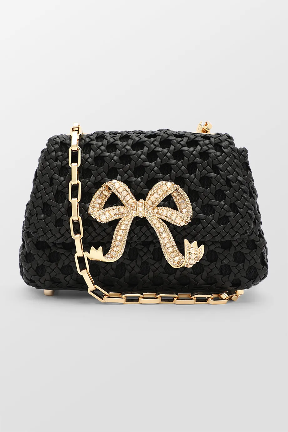 Black Woven Leather Bag