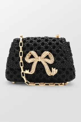 Black Woven Leather Bag