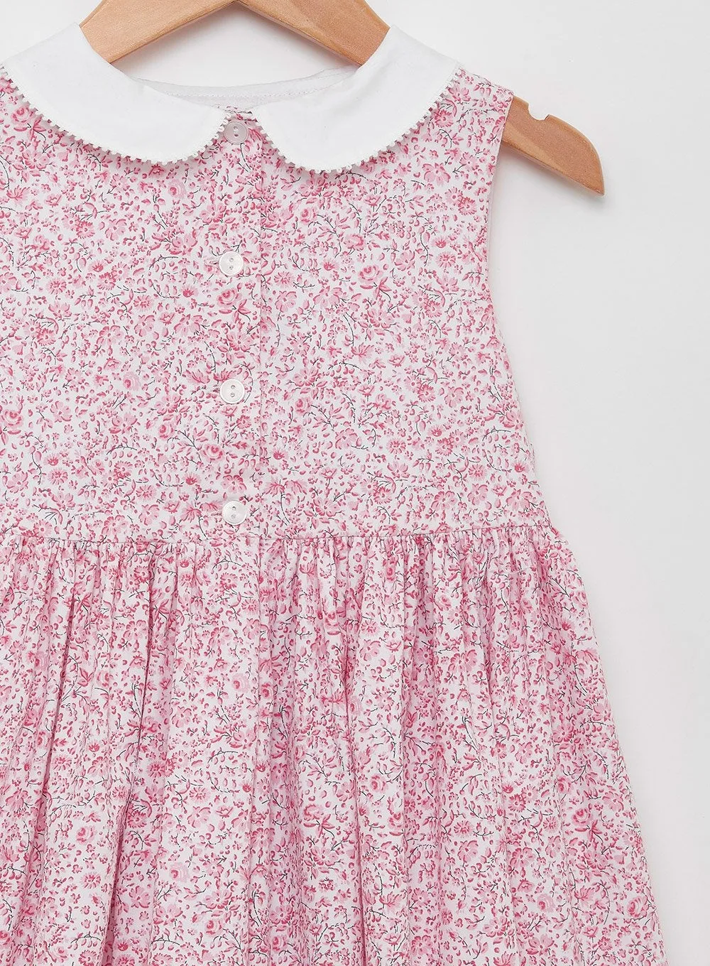 Clara Button Dress in Pink Ditsy