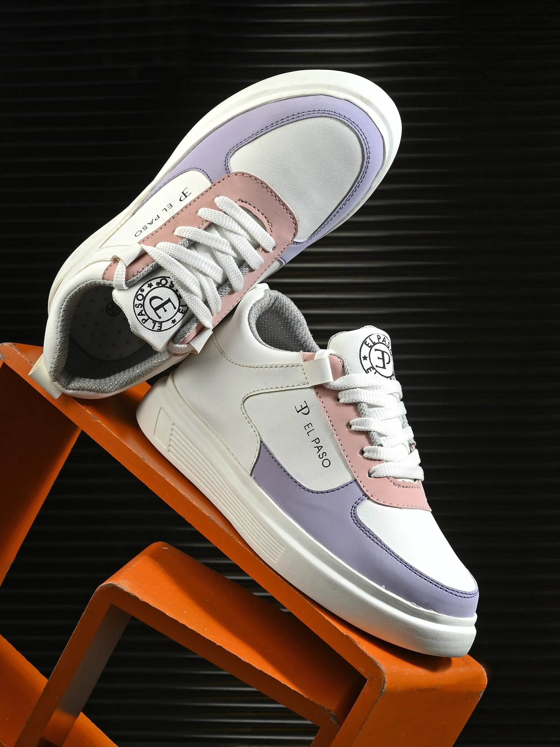EL PASO Faux Leather Casual Lace Up Sneakers For Women
