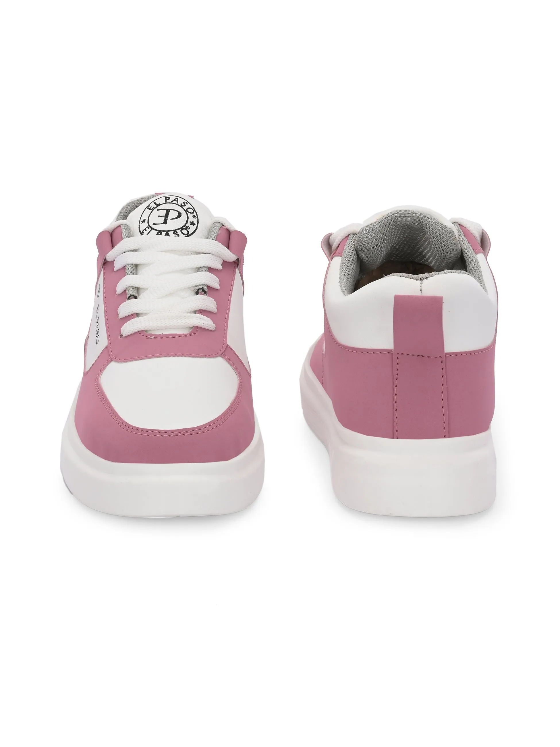 EL PASO Faux Leather Casual Lace Up Sneakers For Women