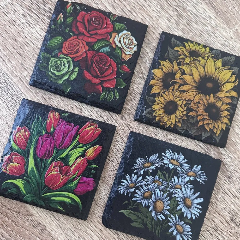 Flowers Slate Coasters - Tulip