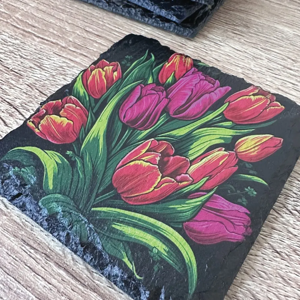 Flowers Slate Coasters - Tulip