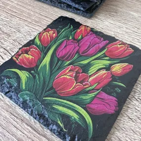 Flowers Slate Coasters - Tulip