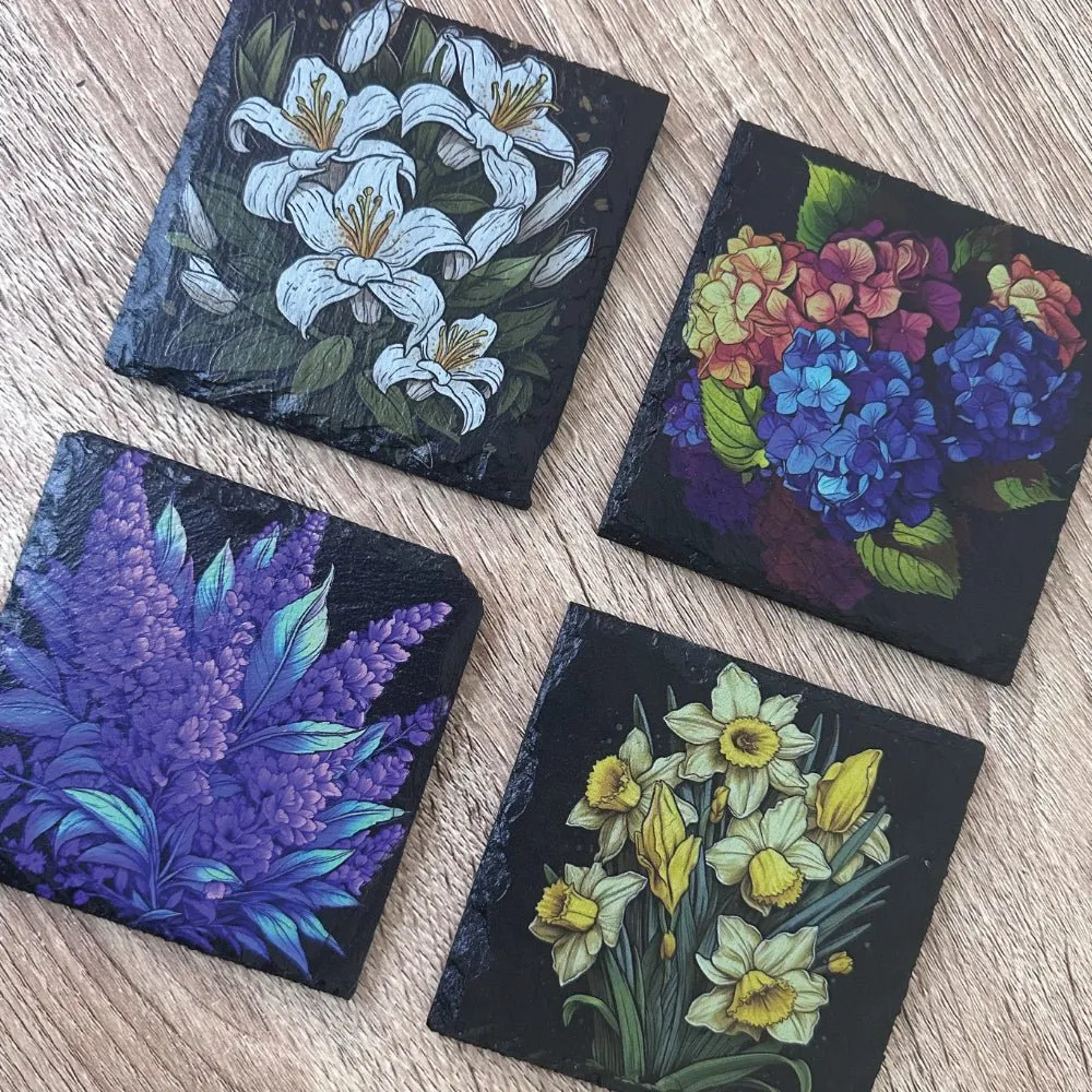 Flowers Slate Coasters - Tulip