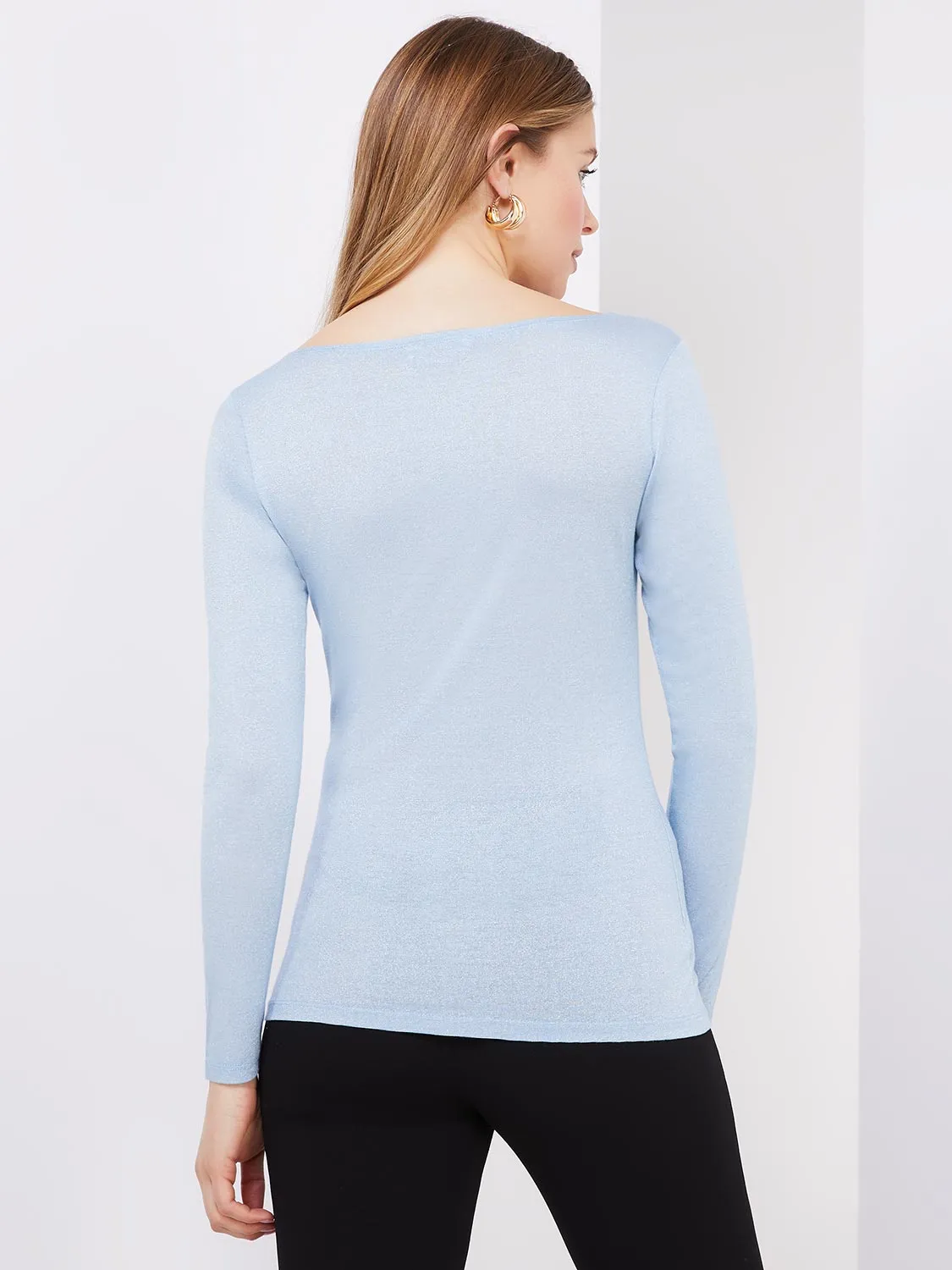 Glitter Jersey Boat Neck Top