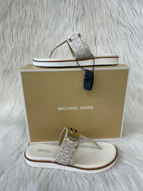 Gold & White Sandals Designer Michael By Michael Kors, Size 6.5