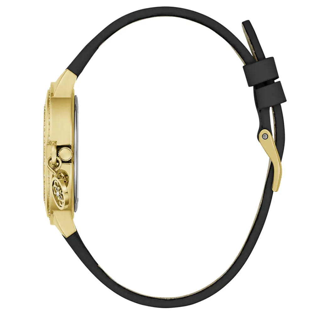 Guess Charmed Black Leather Strap Ladies Watch GW0684L3