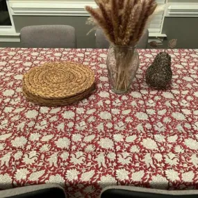 Indian Block Print Tablecloth, Hand  Block Printed, Boho Table Decor, Dinning Table Cover, Tabletop Decoration, Rectangle Tablecloth