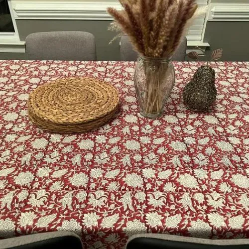 Indian Block Print Tablecloth, Hand  Block Printed, Boho Table Decor, Dinning Table Cover, Tabletop Decoration, Rectangle Tablecloth