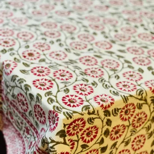 Indian Block Print Tablecloth, Hand  Block Printed, Boho Table Decor, Dinning Table Cover, Tabletop Decoration, Rectangle Tablecloth