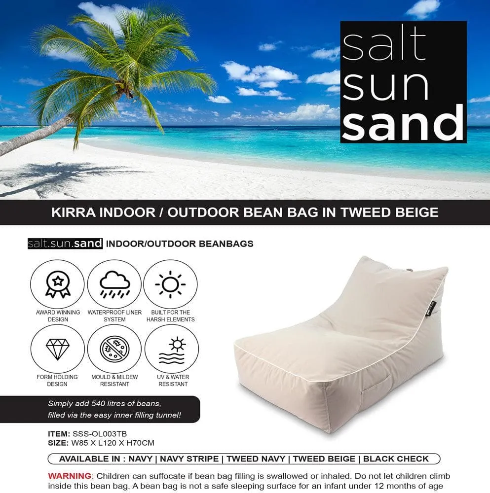 Kirra Indoor/Outdoor Bean Bag in Tweed Beige