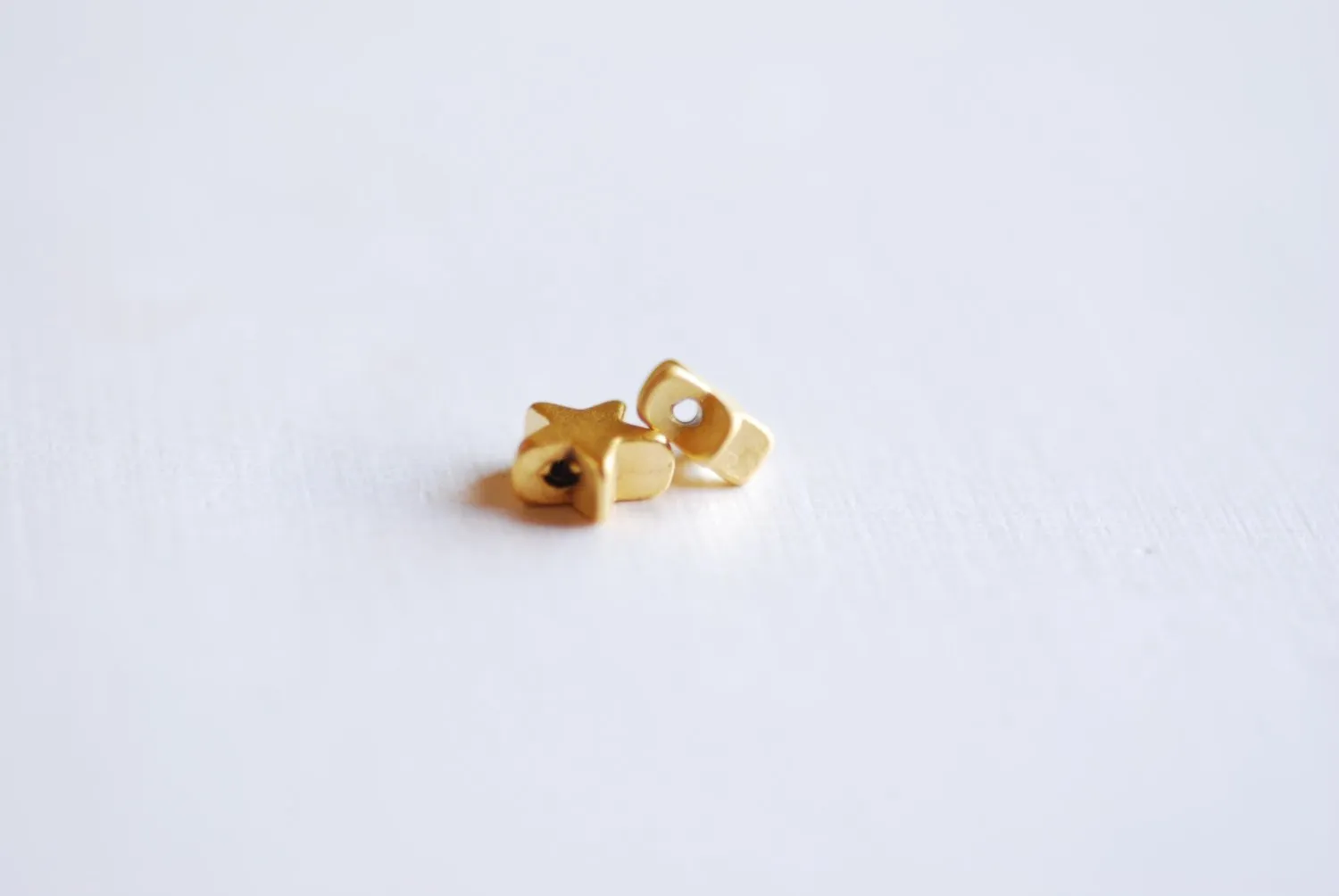 Matte Vermeil Gold Tiny Star Charm- 18k gold plated over sterling silver, small little star charms, Vermeil Gold Star Beads, Connector, 28