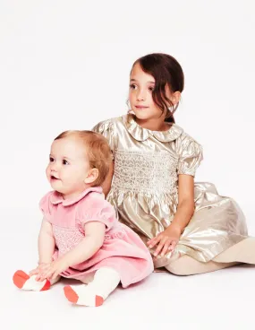 Metallic Smocked Party Dress