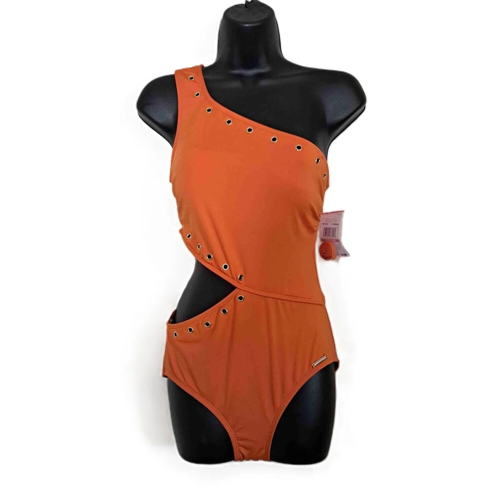 MICHAEL Michael Kors One Shoulder Studded Cutout Swimsuit Size 10