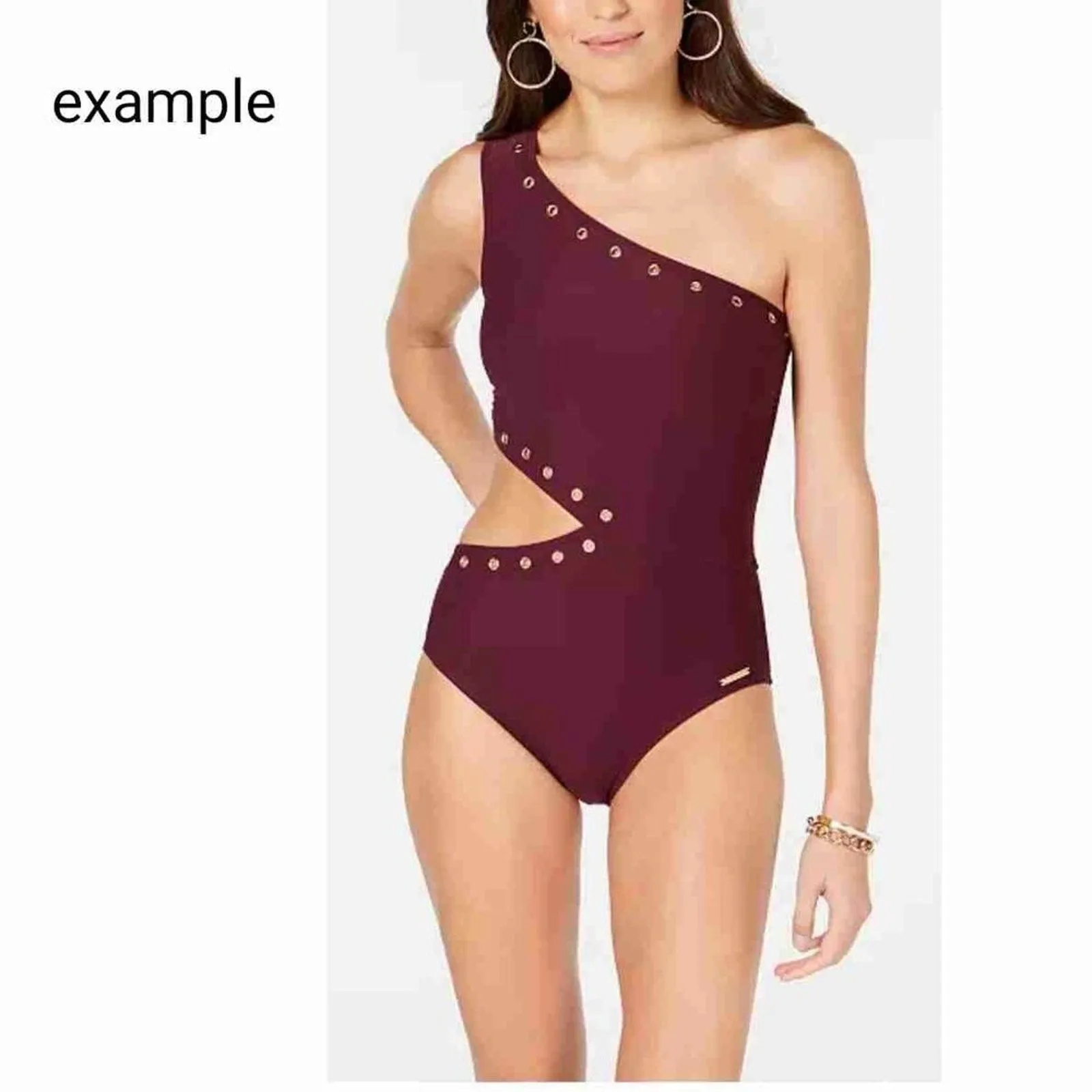MICHAEL Michael Kors One Shoulder Studded Cutout Swimsuit Size 10