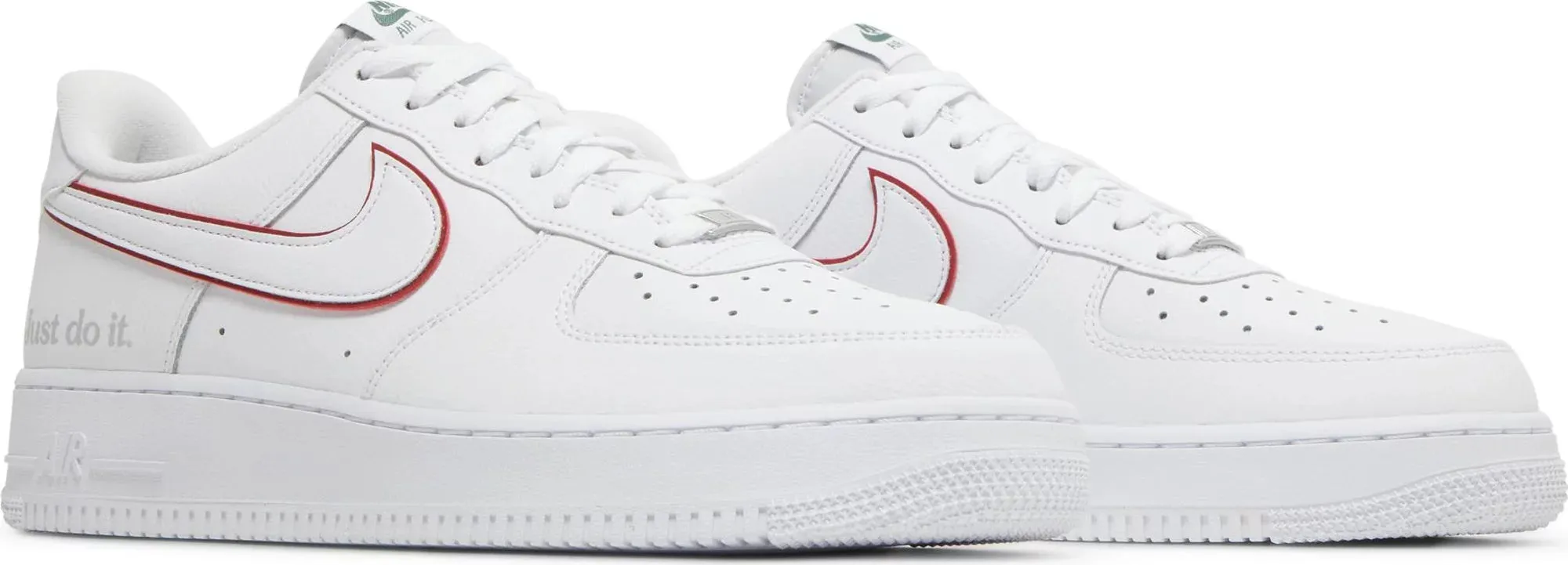 Nike Air Force 1 Low Just Do It White Noble Green Metallic Silver University Red