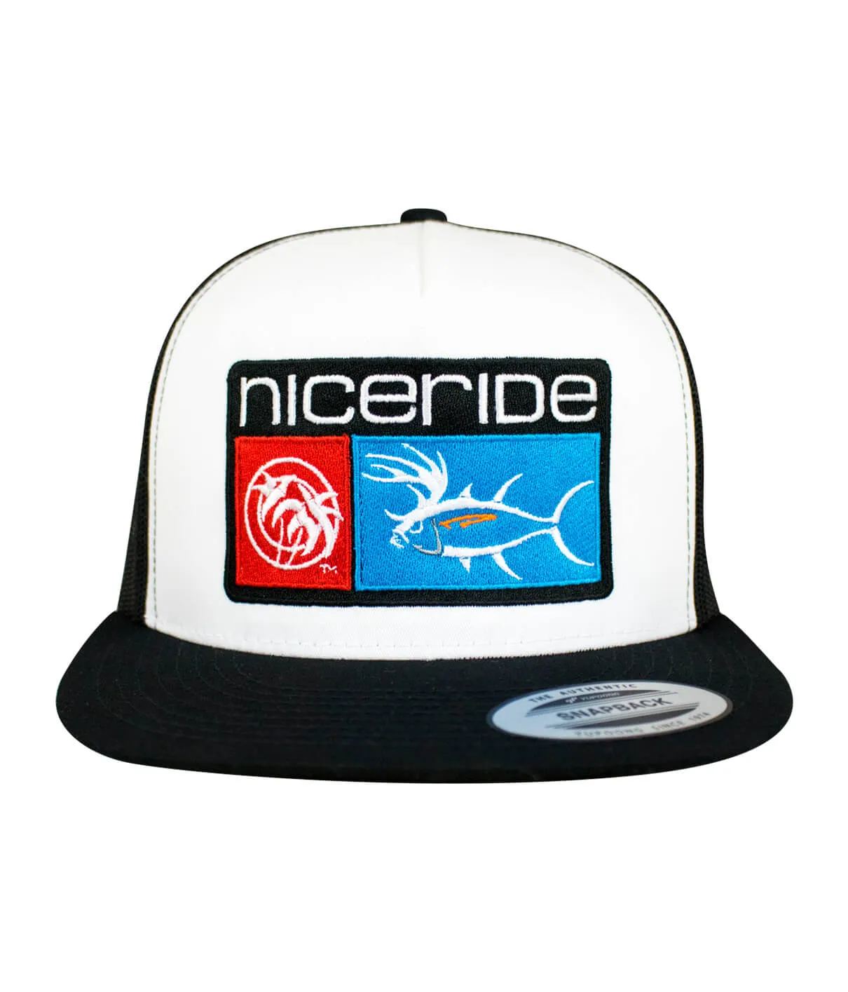 "Buck-Eye Combo" Unisex Snapback Black/White/Black Trucker Hat