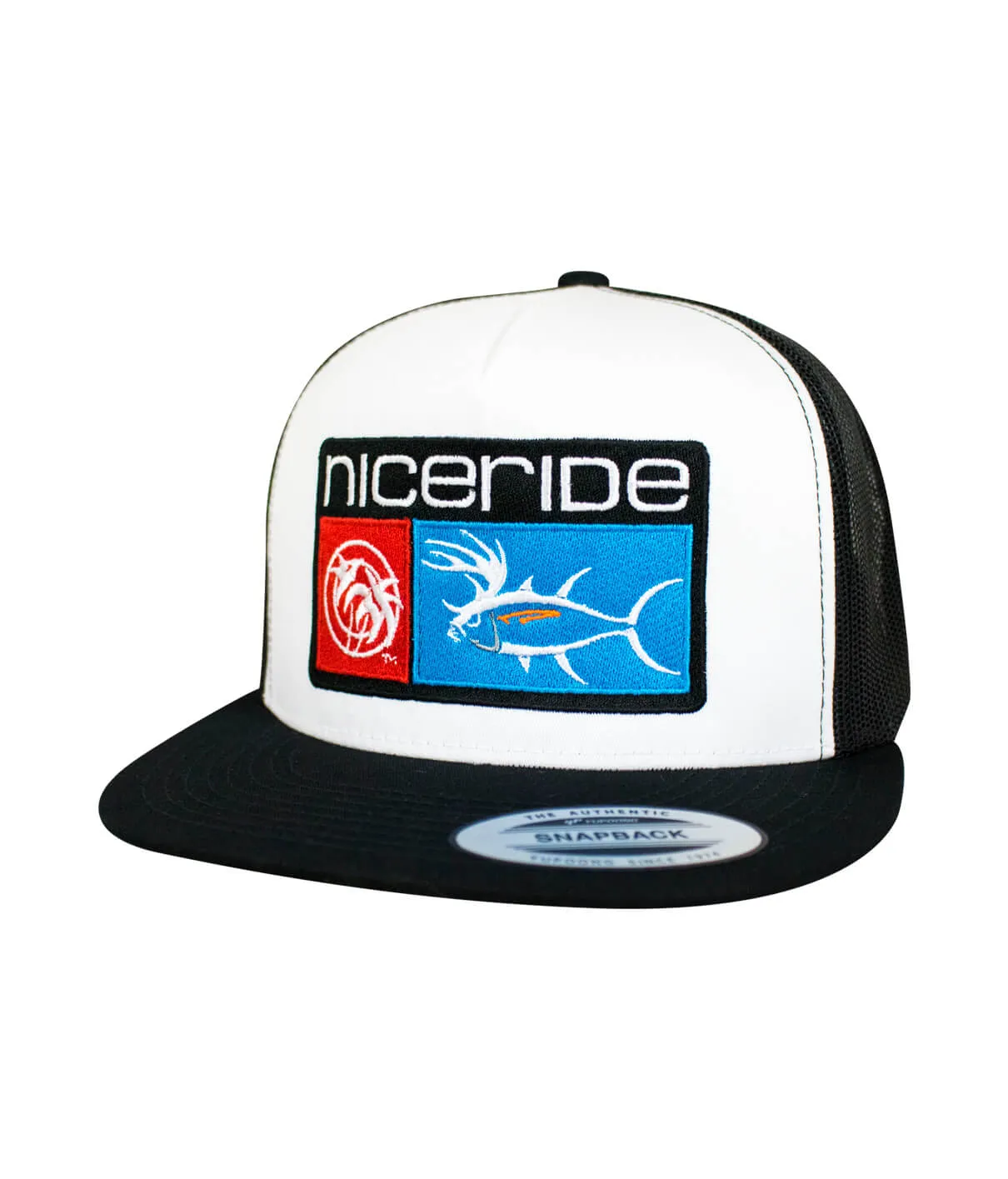 "Buck-Eye Combo" Unisex Snapback Black/White/Black Trucker Hat